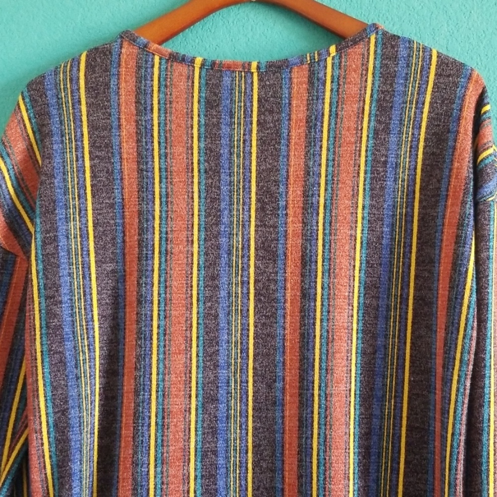 {Ces Femme} Multi-Color Shiny Stripe Fall Sweater - image 6